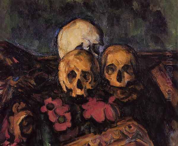 Three Skulls On A Patterned Carpet - view 1