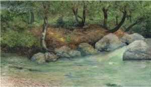 Paisaje Con Bosque Y Rio by Joaquin Clausell
