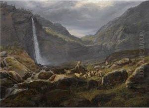 Utsyn Fra Feigumfossen I Lysterfjorden by Johan Christian Clausen Dahl