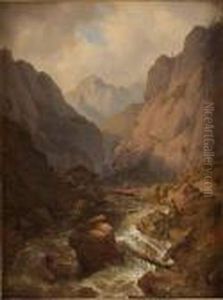 Alplandskap Med Rinnande Fors by Johan Christian Clausen Dahl