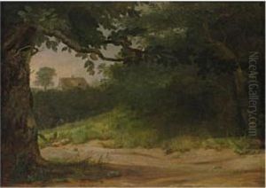 Dansk Landskap (road Through A Copse In Denmark)