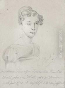 Portrett Av Emilie Dahl by Johan Christian Clausen Dahl