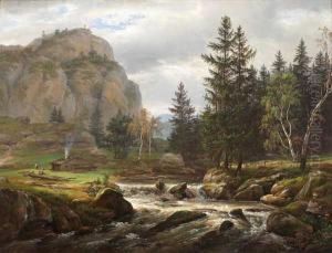 Nordisk Landskap Med Elv by Johan Christian Clausen Dahl
