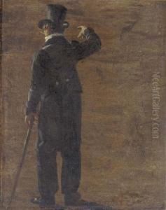 A Figure In A Morning Coat And Top Hat, Seen From Behind
