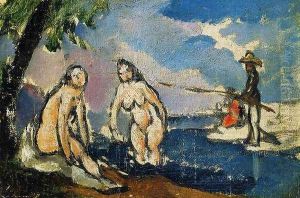 Bathers And Fisherman With A Line