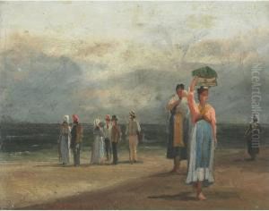 Townsfolk On A Beach, Cuba? by Henry Cleenewerck