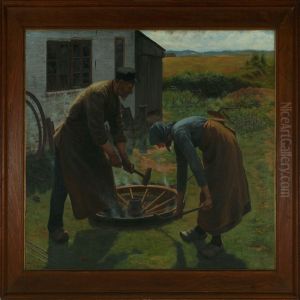 At The Blacksmith by Gustaf Adolf Clemens