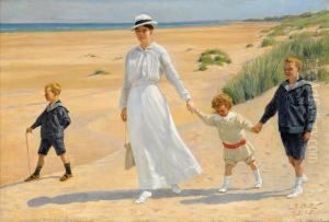 Sondagspromenad Pa Skagenstrand by Gustaf Adolf Clemens