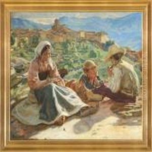 Children In A Italian Landscape by Gad Frederik Clement