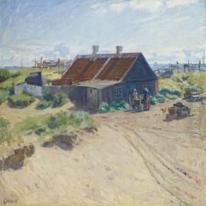 Scenery From Skagen With Women By Cottage