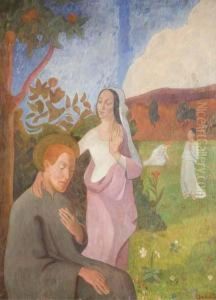 Saint Francois Et La Vision Des Trois Vierges Blanches by Gad Frederik Clement