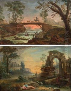 Coppia Di Capricci Architettonici by Charles Louis Clerisseau
