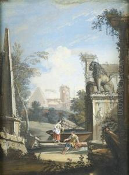 Figures Amid Roman Ruins - view 1