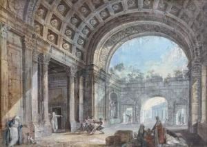  Orientaux Dans Les Ruines D'un Edifice 