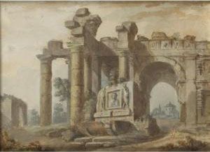 Ruines Romaines [charles Louis 
Clerisseau ; Roman Ruins ; Pen And Brown Ink, Gouache, Watercolour] by Charles Louis Clerisseau