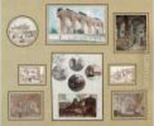 Ensemble De Douze Dessins De Ruines, Disposes Dans Deux Encadrements by Charles Louis Clerisseau