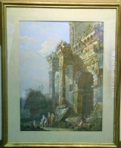 Capriccio Of Figures Among Ruins by Charles Louis Clerisseau