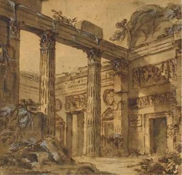 Une Fantaisie Architecturale D'un Temple En Ruine - view 1