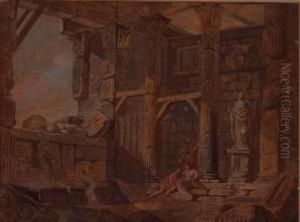 Vue Interieure Dun Cirque Romain Enruine (le Colisee ?) by Charles Louis Clerisseau