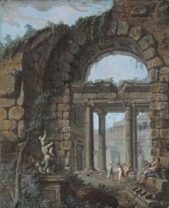 A Ruined Classical Villa With Figures Dancing