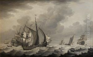 Dutch Shipping In Choppy Seas by John the Younger Cleveley