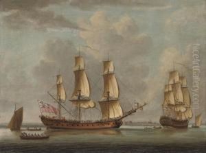 English Men-o'war Leaving Their Anchorage Off Sheerness by John the Younger Cleveley