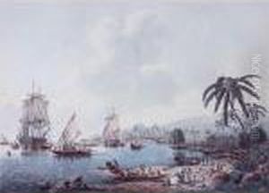 Views Of The South Seas: View Of
 Huaheine, One Of The Society Islands; View Of Morea, One Of The 
Friendly Islands; View Of Charlotte Sound In New Zealand [sic: Actually 
View In Matavai Bay, Tahiti]; View Of Owhyhee, One Of The Sandwich 
Islands [so by John the Younger Cleveley