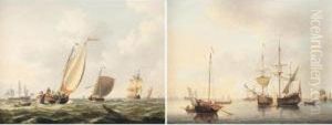 A Dutch Schuyt And Other 
Shipping In A Still Breeze; A Collier And A Fishing Boat In A Calm Sea by John the Younger Cleveley