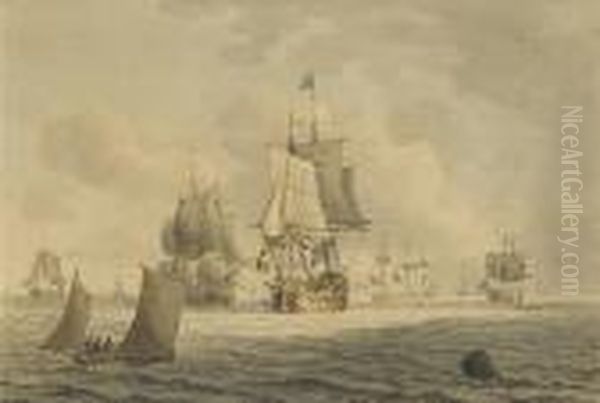 A Squadron Of The Blue Offshore, With Small Craft Nearby - view 1