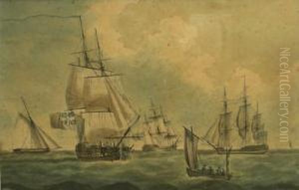 Men Of War At Sea - view 1
