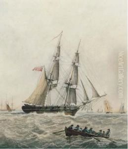 A Brig Running Up The Channel by Robert Cleveley