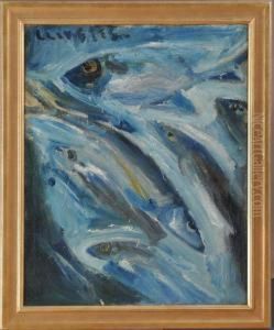School Of Blue Fish #1 by Merton Clivette