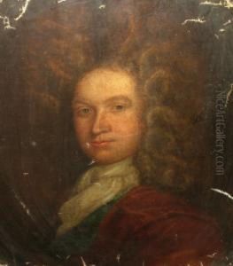 Portrait Of A Gentleman, Half-length In Ared Coat Turned To The Right