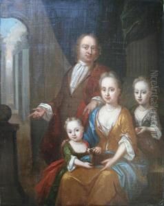 Portrait Of A Family Group In An Interior by Johann Closterman