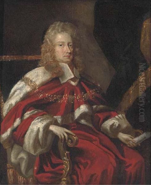 Portrait Of George Jeffreys, 1st
Baron Jeffreys Of Wem (1648-1689),small Seated Three-quarter Length, In
Robes - view 1