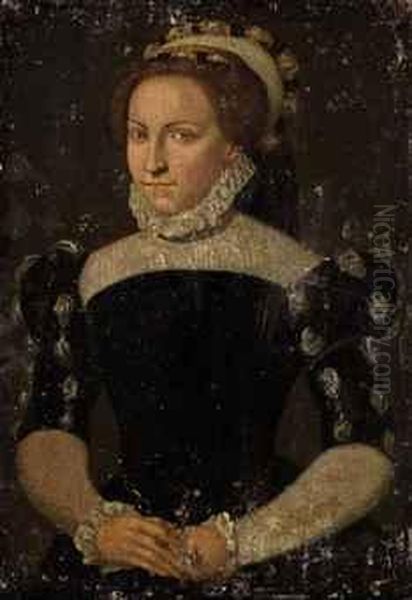 Portrait Of A Lady, Half-length, In A Black Dress - view 1