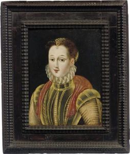 Portrait Of A Noblewoman, Small-half-length, In A Slashed Greendress With A Crimson Wrap by Francois Clouet