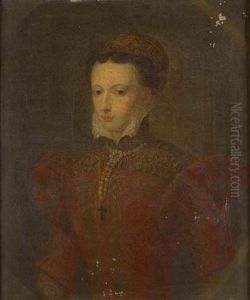 Half Length Portrait Of Mary Queen Of Scots by Francois Clouet