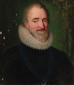 Portrait Of Henry Iv, 
Small-bust-length, In A Black Costume With Aruff And Wearing The Order 
Of Croix Du Saint Esprit by Francois Clouet