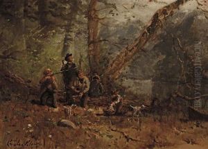 Hunting Party At Camp by George Lafayette Clough
