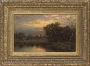 Sunset By The Lake by George Lafayette Clough