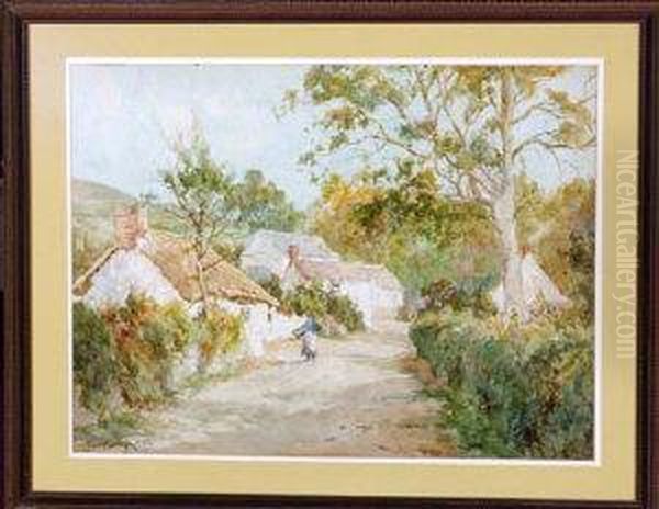 A Woman On A Village Lane, North Wales - view 1