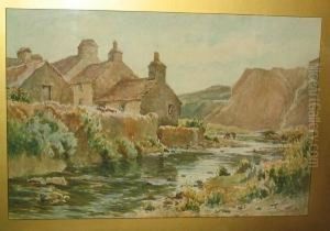 River Flowing Past A Village River Flowing Past A Village