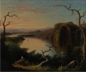 Crow's Nest From Bull Point
Boy Fishing At Sunset Along The Hudson River by Edmund C. Coates