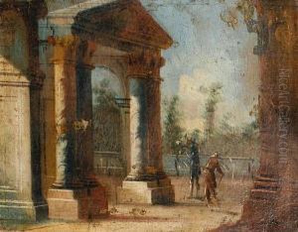 Figures By Classical Buildings, A Parkbeyond - view 1