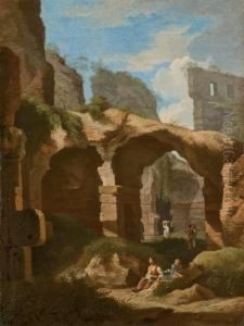 Personnages Dans Un Paysage En Ruines