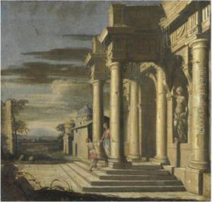 Capricci Architettonici Con Figure by Leonardo Coccorant
