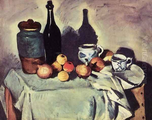 Still Life Post Bottle Cup And Fruit - view 1