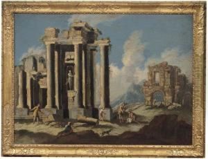 Paesaggio Con Figure E Rovine Architettoniche Classiche by Leonardo Coccorant