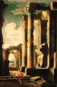 Capricci Of Figures Amongs Classical Ruins by Leonardo Coccorant